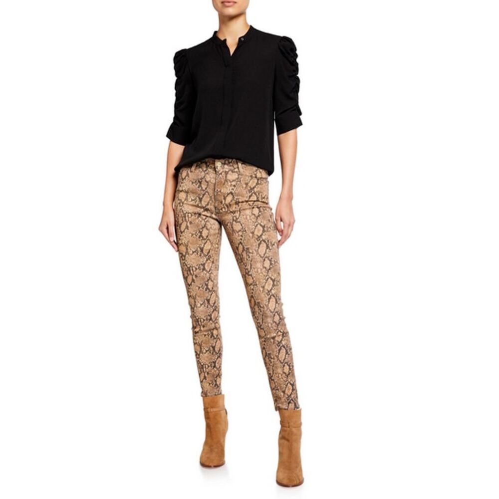 FRAME Denim Le High Skinny Crop Women's Jeans Snake Cobra Coated Python Pants 25